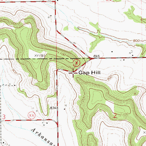 Topographic Map of Gap Hill, WI