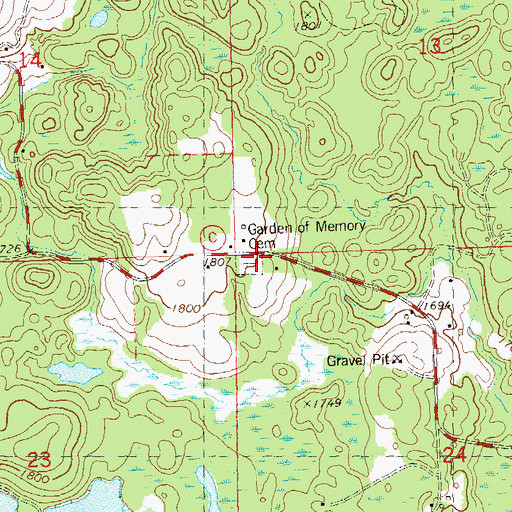 Topographic Map of Garden of Memory Cemetery, WI