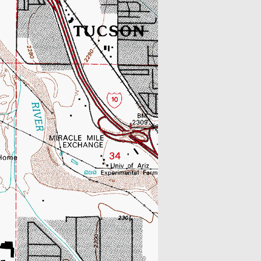 Topographic Map of University Farms Interchange, AZ
