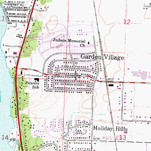 Topographic Map of Garden Village, WI