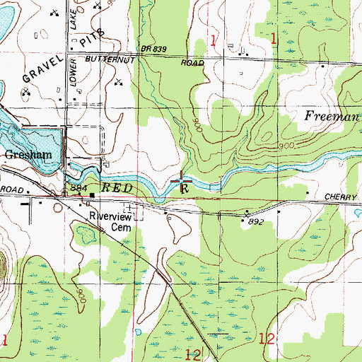 Topographic Map of Gardner Creek, WI