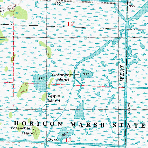 Topographic Map of Gardner Island, WI