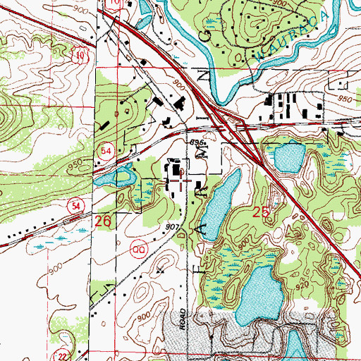 Topographic Map of Gards Corner School (historical), WI