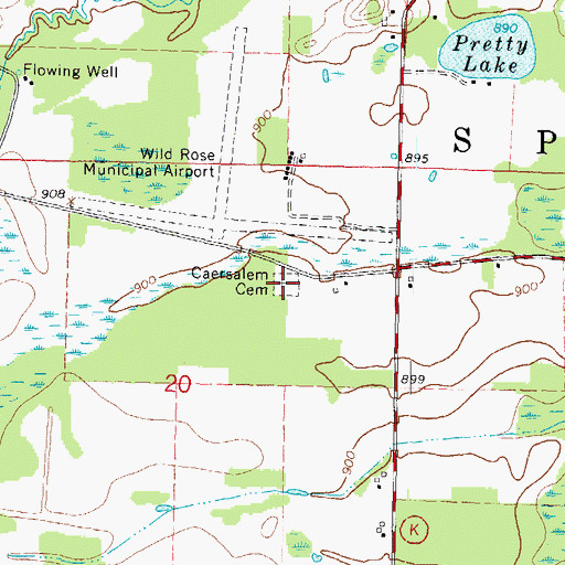 Topographic Map of Garesalem Cemetery, WI