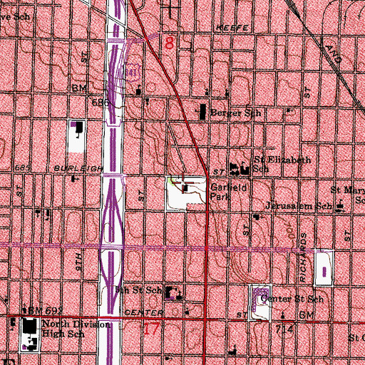 Topographic Map of Clinton Rose Park, WI