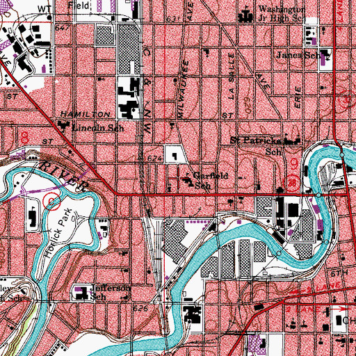 Topographic Map of Julian Thomas Elementary School, WI