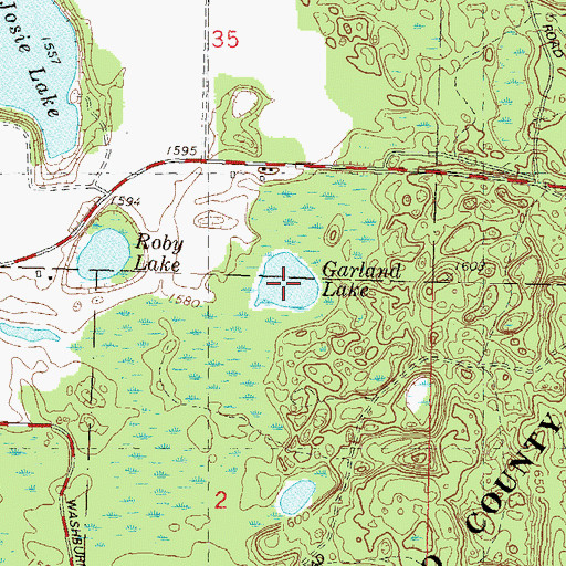 Topographic Map of Garland Lake, WI