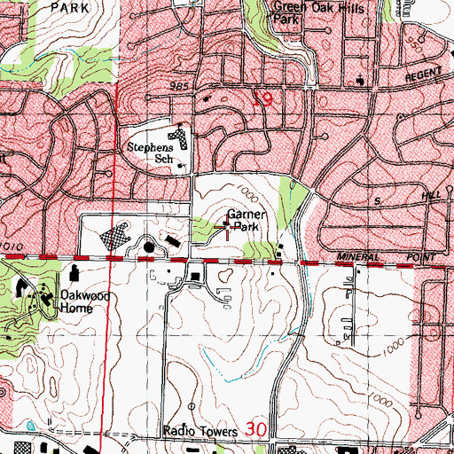 Topographic Map of Garner Park, WI