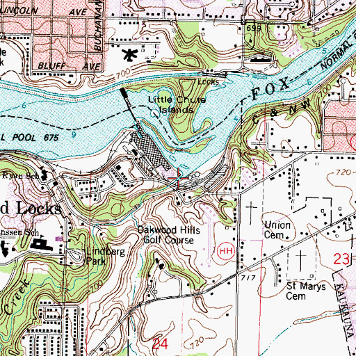 Topographic Map of Garners Creek, WI