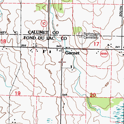 Topographic Map of Garnet, WI