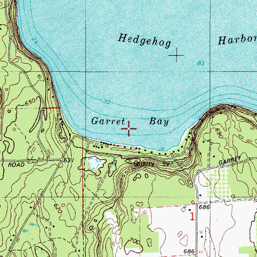 Topographic Map of Garret Bay, WI
