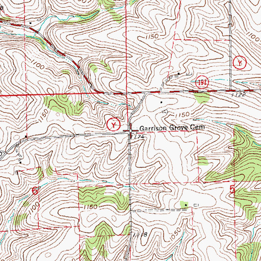 Topographic Map of Garrison Grove Cemetery, WI