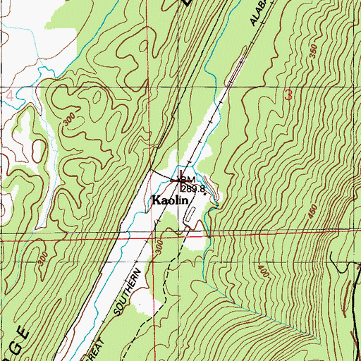 Topographic Map of Kaolin, AL