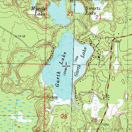 Topographic Map of Garth Lake, WI