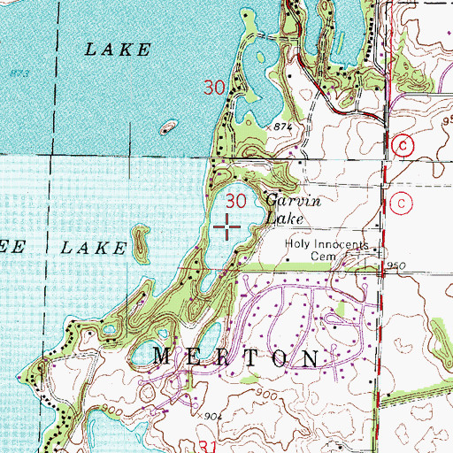 Topographic Map of Garvin Lake, WI