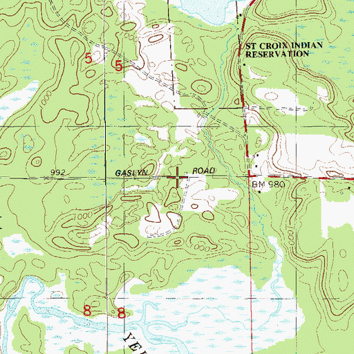 Topographic Map of Gaslyn Creek School, WI