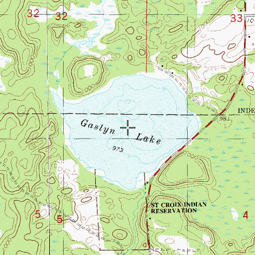 Topographic Map of Gaslyn Lake, WI