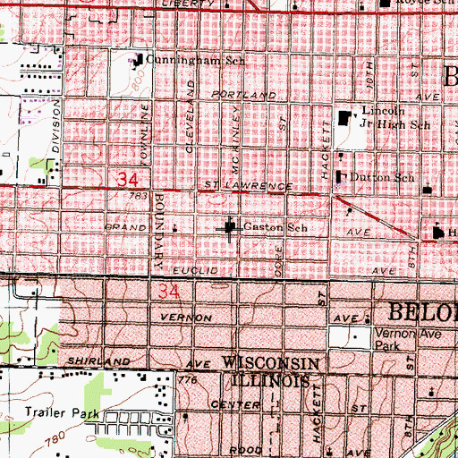 Topographic Map of Gaston Elementary School, WI