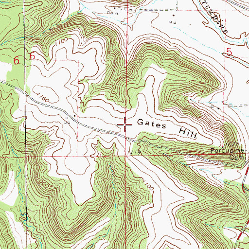 Topographic Map of Gates Hill, WI