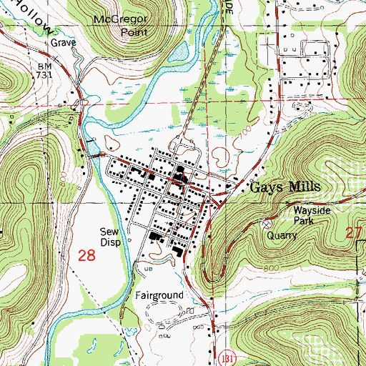 Topographic Map of Gays Mills, WI