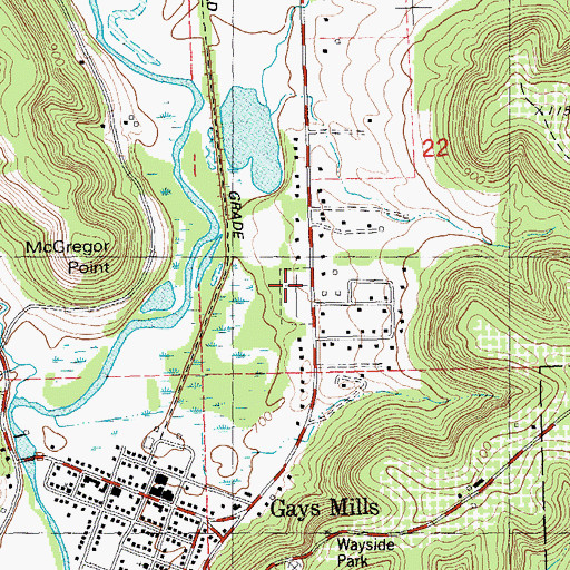 Topographic Map of Gays Mills Cemetery, WI