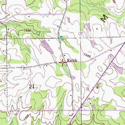 Topographic Map of Keith, AL