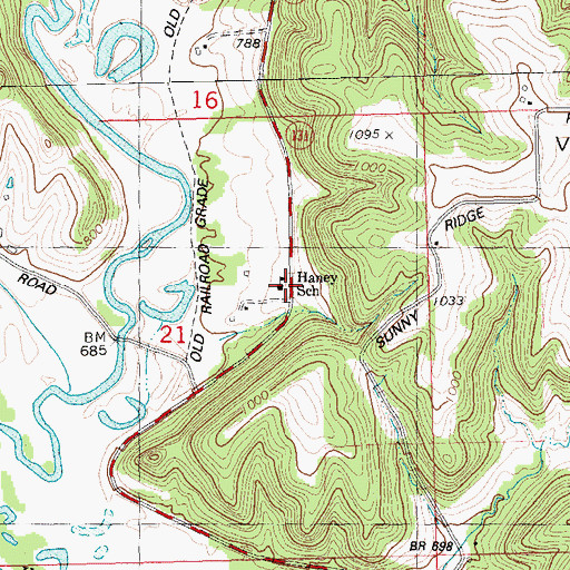 Topographic Map of Haney School, WI