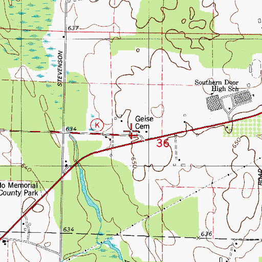 Topographic Map of Geise Cemetery, WI