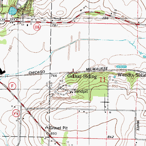 Topographic Map of Gelhar Siding, WI