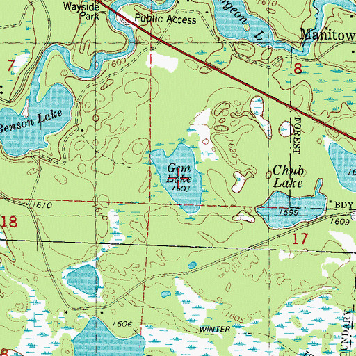 Topographic Map of Gem Lake, WI