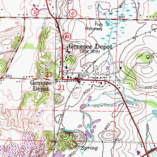 Topographic Map of Genesee Depot, WI