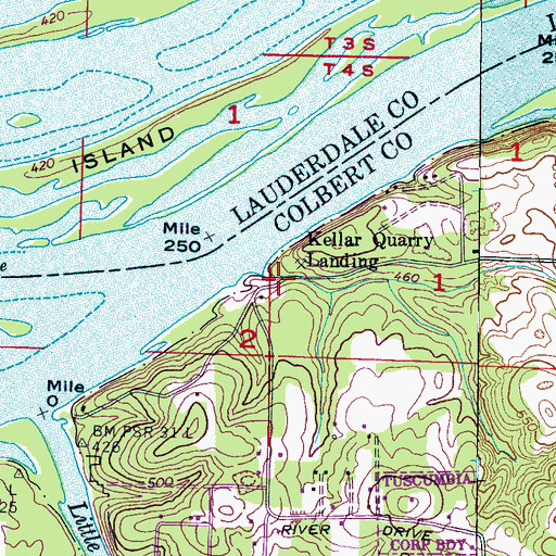 Topographic Map of Kellar Quarry Landing, AL