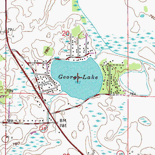 Topographic Map of George Lake, WI