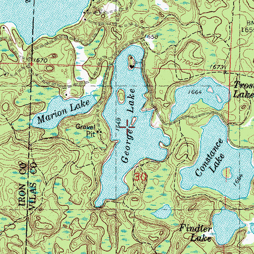 Topographic Map of George Lake, WI