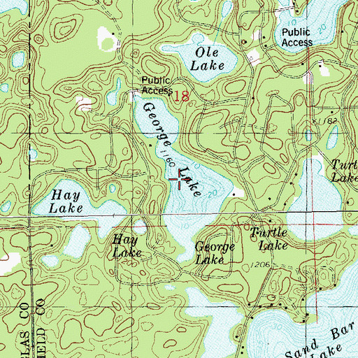 Topographic Map of George Lake, WI