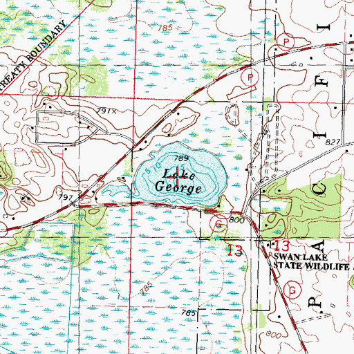 Topographic Map of Lake George, WI