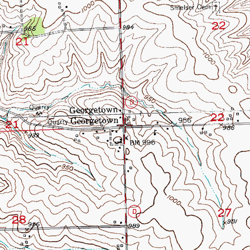 Topographic Map of Georgetown, WI