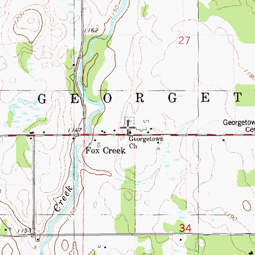 Topographic Map of Georgetown Church, WI