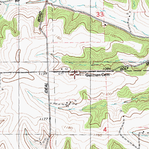 Topographic Map of German Cemetery, WI