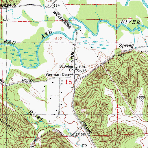 Topographic Map of German Cemetery, WI