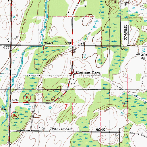 Topographic Map of German Cemetery, WI
