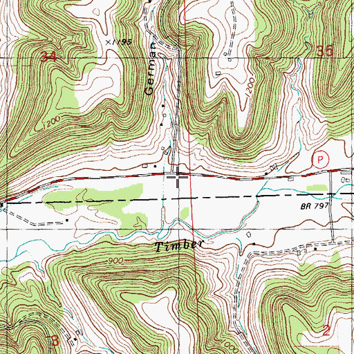 Topographic Map of German Coulee, WI