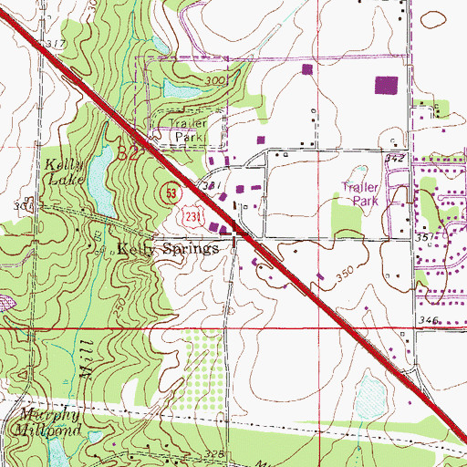 Topographic Map of Kelly Springs, AL