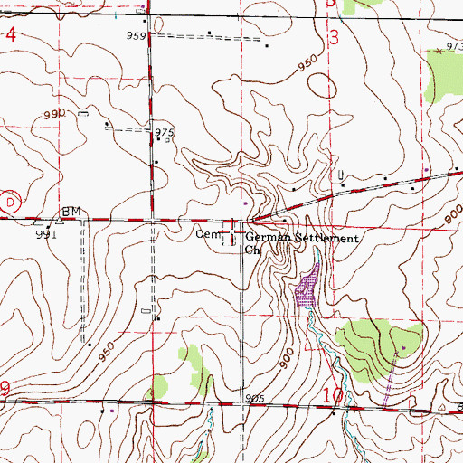 Topographic Map of German Settlement Church, WI