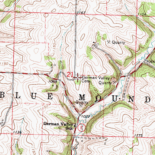 Topographic Map of German Valley Cemetery, WI