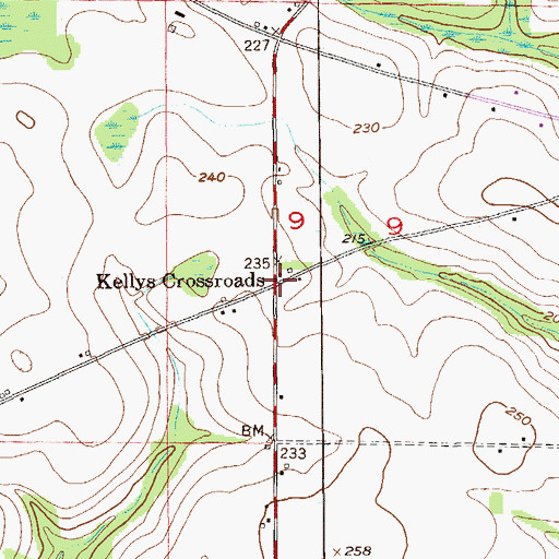 Topographic Map of Kellys Crossroads, AL