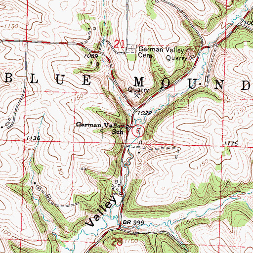 Topographic Map of German Valley School, WI