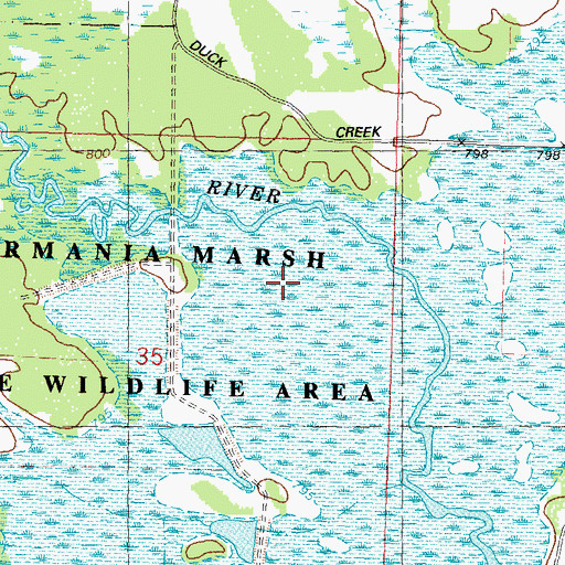 Topographic Map of Germania Marsh State Wildlife Area, WI