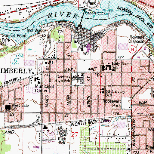 Topographic Map of Mapleview Intermediate School, WI