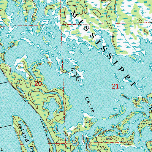 Topographic Map of Gibbs Chute, WI